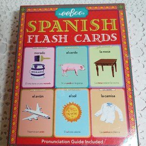 eeBoo Spanish Flash Cards 5x6.5 in Pronunciation guide included 56 pictured card